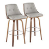 Gianna - 30" Fixed-Height Barstool (Set of 2) - Walnut Wood With Round Footrest