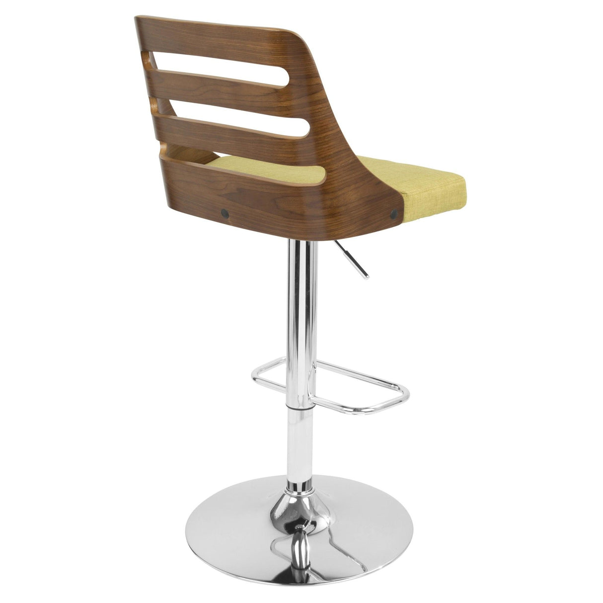 Trevi - Mid-Century Modern Adjustable Barstool With Swivel - Walnut And Green