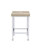 Raine - Counter Height Stool (Set of 2) - Beige Velvet & Chrome
