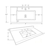 Basin Sink, Triple Faucet Holes, 2" Thick Rim, Sink Only