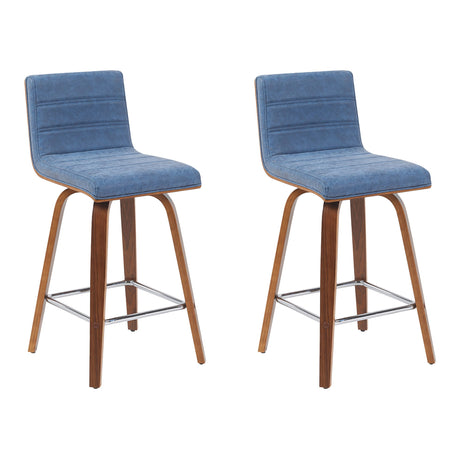 Vienna - Modern Counter Height Swivel Bar Stool - Walnut Finished Wood Frame