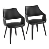 Curvo - High Back Upholstered Chair (Set of 2) - Black Wood Legs