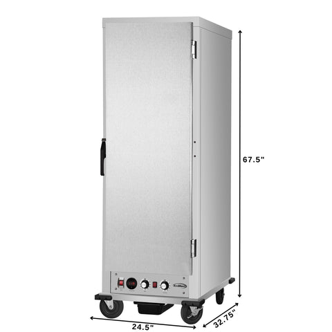 33 in. Commercial Insulated Heated Holding/Proofing Cabinet with Wire Racks and Solid Door in Silver (KM-CHP36-WISS)