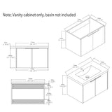 Floating Bathroom Vanity Cabinet With Soft Close Double Doors, Spacious Interior Storage, Wall Mounted, Cabinet Only