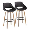 Fabrizzi - 30" Fixed-Height Barstool With Swivel And Round Black Metal Footrest (Set of 2) - Light Gray Wood