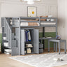 Loft Bed With Stairs, Bookshelf, Drawers, Desk & Wardrobe, Space Saving Multifunctional Furniture