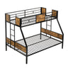 Modern Metal Bunk Bed With Side Ladders And Guardrail
