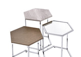 Simno - Nesting Table Set - Clear Glass, Taupe, Gray Washed & Chrome