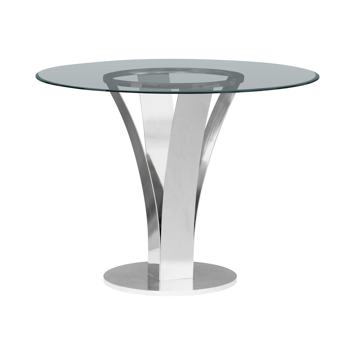 Celina - 5-Piece Round Tempered Glass Tabletop Dining Table Set With Stools Seats Up To 4 - White