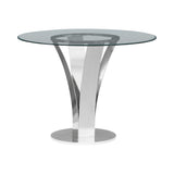 Celina - 5-Piece Round Tempered Glass Tabletop Dining Table Set With Stools Seats Up To 4 - White