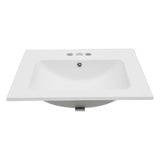 Modern Rectangular Single Vanity Top With Overflow And 3 Faucet Holes - White