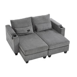 Convertible Chaise Lounge Sofa Chair With USB Ports, Cup Holders, Phone Holder And Storage