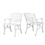 Unravel - Outdoor Arm Chair With Scroll Design And Floral Accents (Set of 2) - White