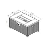 Outdoor Fire Table Propane Fire Pit Rattan Gas Fire Table, Gas Fire Table With Tile Tabletop - Brown