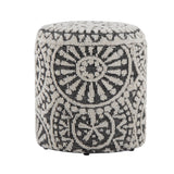 Tahoe - Mosaic Ottoman - Black Wool, Ivory Wool