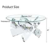Modern Round Glass Coffee Table With Tempered Glass