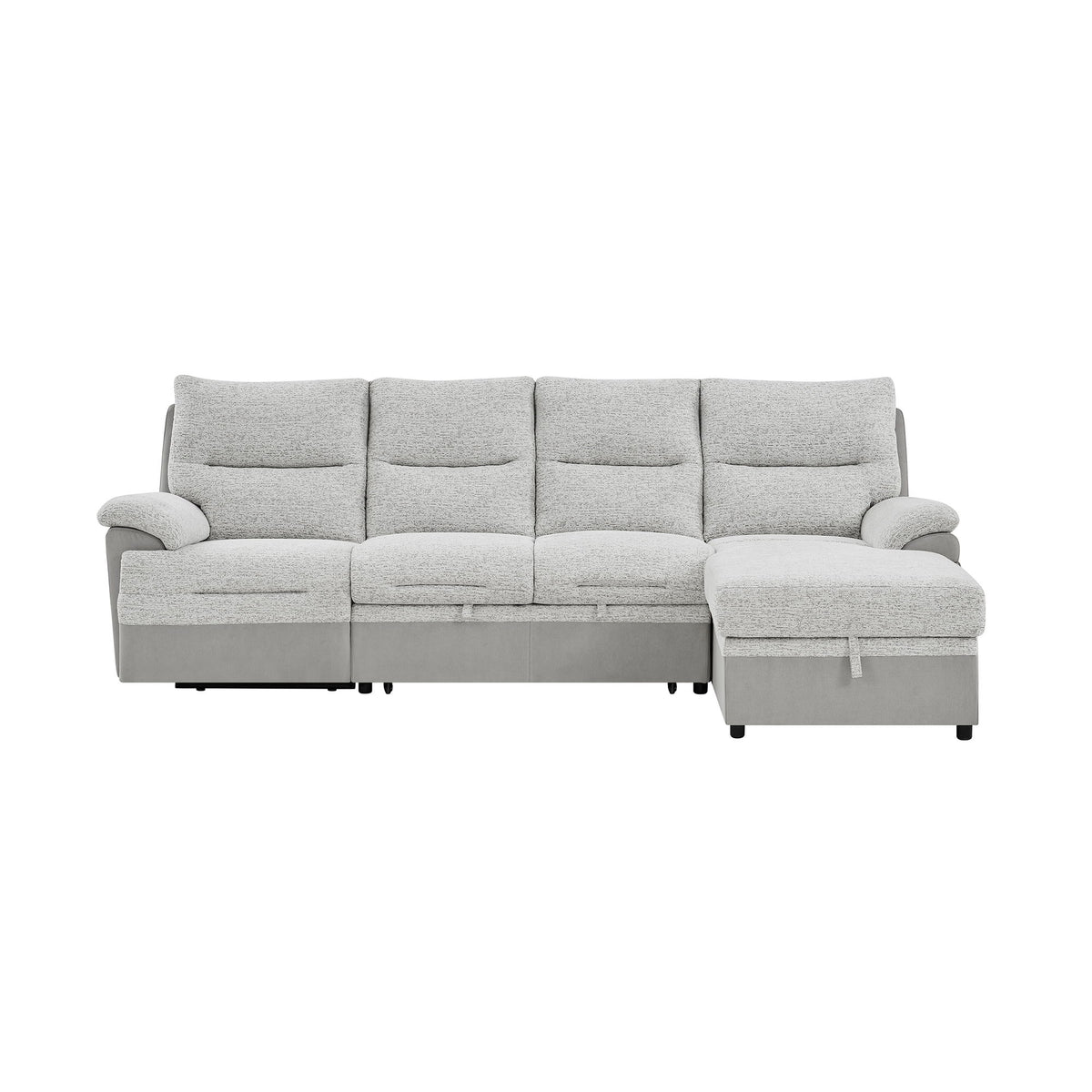 Sectional Sofa With Power Recline, USB Charging, And Storage Chaise - Gray