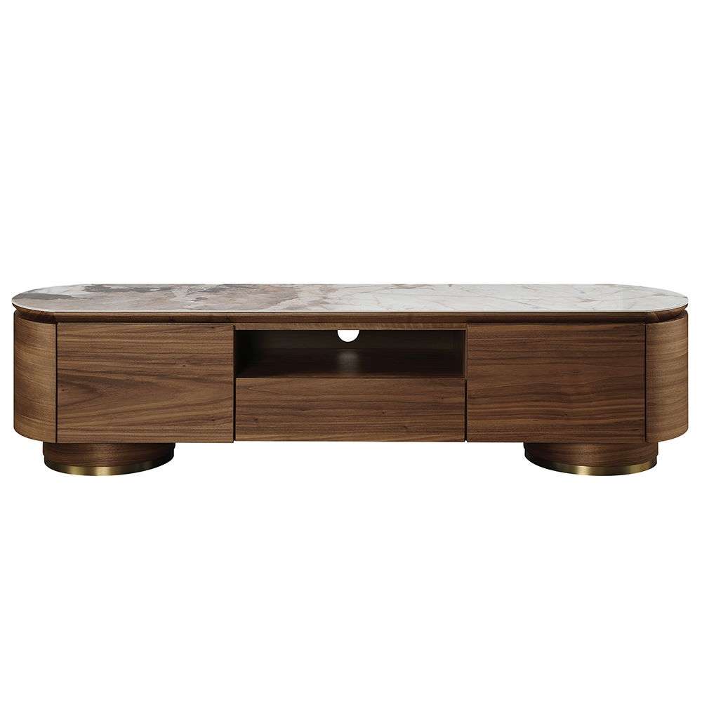 Willene - TV Stand With Ceramic Top - Ceramic Top & Walnut