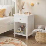 Nightstand & 1 Drawer And 1 Shelf - White