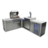 Mont Alpi Deluxe Series 7 Ft L-Shaped Propane Outdoor Kitchen Island w/ Side Burner, Kegerator & Fridge - MAi400-D90KEGFC