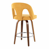 Ava - Upholstered Fixed-Height Barstool (Set of 2) - Walnut Wood Base