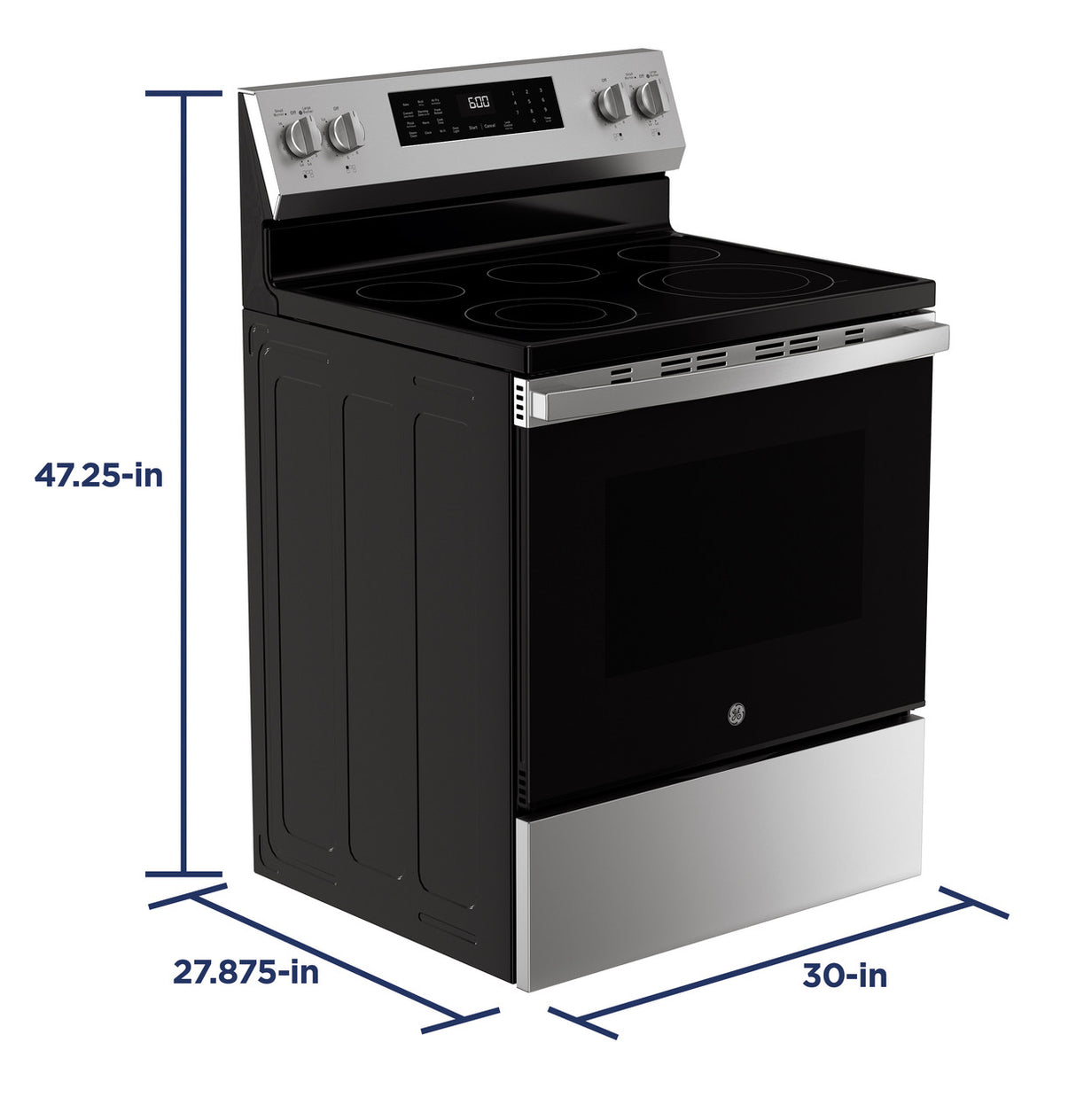 GE GRF600AVSS electric range front view