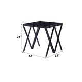 Magenta - End Table - Glass Top & Black