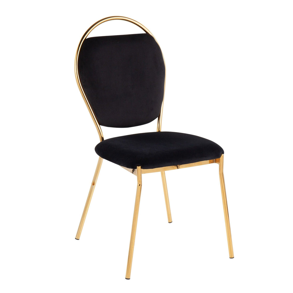 Keyhole - Contemporary/Glam Dining Chair (Set of 2) - Gold Metal And Black Velvet