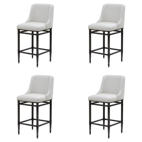 Marvin - Steel Frame Faux Leather Upholstered Bar Height Barstool