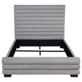 Queen Bed With Textured, And Tufted Headboard - Gray