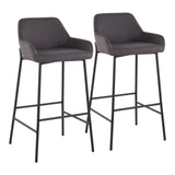 Daniella - Fixed-Height Bar Stool (Set of 2) - Black Metal And Charcoal Fabric