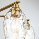 5 Lights Linear Arms With Chain Chandelier - Clear / Gold