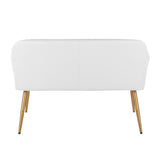 Daniella - High Back Bench - Gold Steel, White Faux Leather