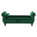 Luxurious Velvet Multifunctional Storage Ottoman Bench With Pillow