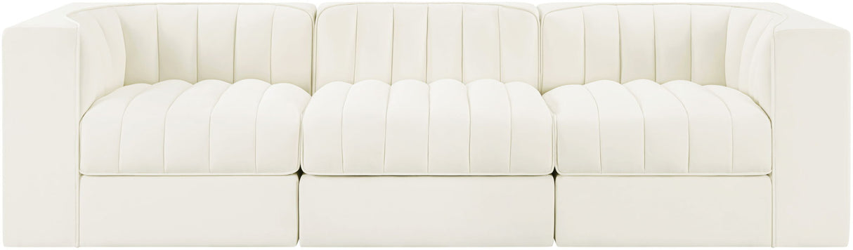 Rummi - Velvet Performance Fabric Upholstered 3 Piece Modular Sofa