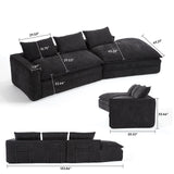 Modern Minimalist Modular Sectional Sofa With Deep Seats And Right Facing Chaise