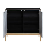 Quilla - Console Cabinet - Black, Gray & Brass