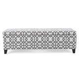Quotient - Upholstered Storage Ottoman With Tapered Block Feet - Gray / White