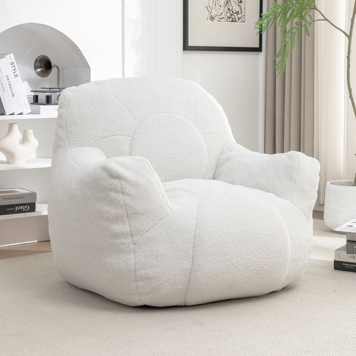 Comfy Bean Bag Chair With Filler, Fluffy And Cozy Seating