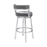 Titana - Swivel Faux Leather And Brushed Stainless Steel Bar Stool