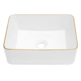 Modern European Style Ceramic Rectangular Vessel Bathroom Sink