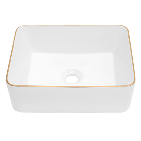 Modern European Style Ceramic Rectangular Vessel Bathroom Sink