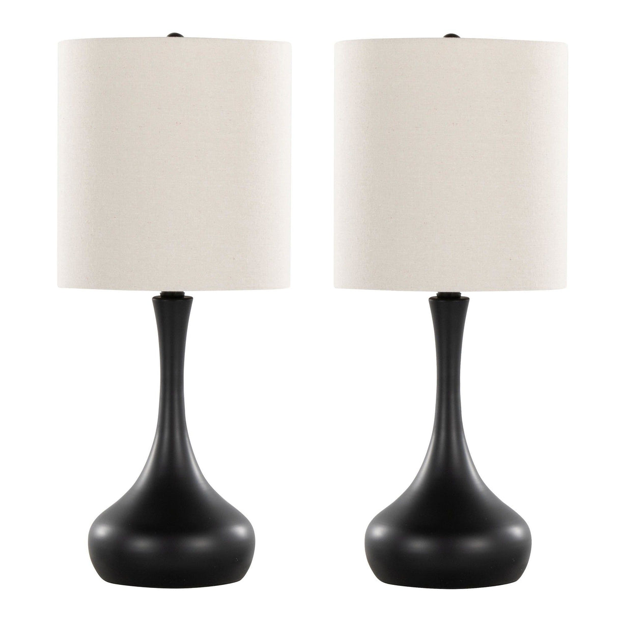 Genie - 24" Metal Table Lamp (Set of 2) - Matte Black Metal With Oatmeal Linen Shade from Grandview Gallery