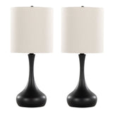 Genie - 24" Metal Table Lamp (Set of 2) - Matte Black Metal With Oatmeal Linen Shade from Grandview Gallery