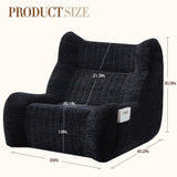 Bean Bag Chair With Armrests Oversized Comfy Beanbag Lounge Lazy Floor Sofa Accent Chair For Living Room - Black