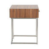 Roman - End Table - Walnut Wood And Stainless Steel