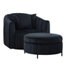 Oversized Velvet Swivel Barrel Accent Chair And Ottoman Set With Storage