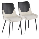 Wayne - Two - tone Chair (Set of 2) - Black Metal, Cream Fabric, Black Faux Leather