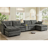 Oversized Modular Sectional Sofa With Multi Functional Console