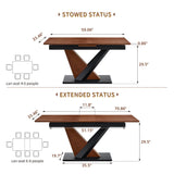 Dining Table, Scratch Resistant, Cross Geometric Legs For Kitchen & Dining Room - Dark Walnut